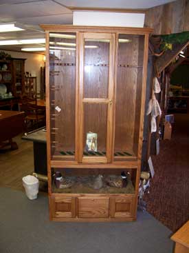 Oak Gun Cabinet with Pheasant Display